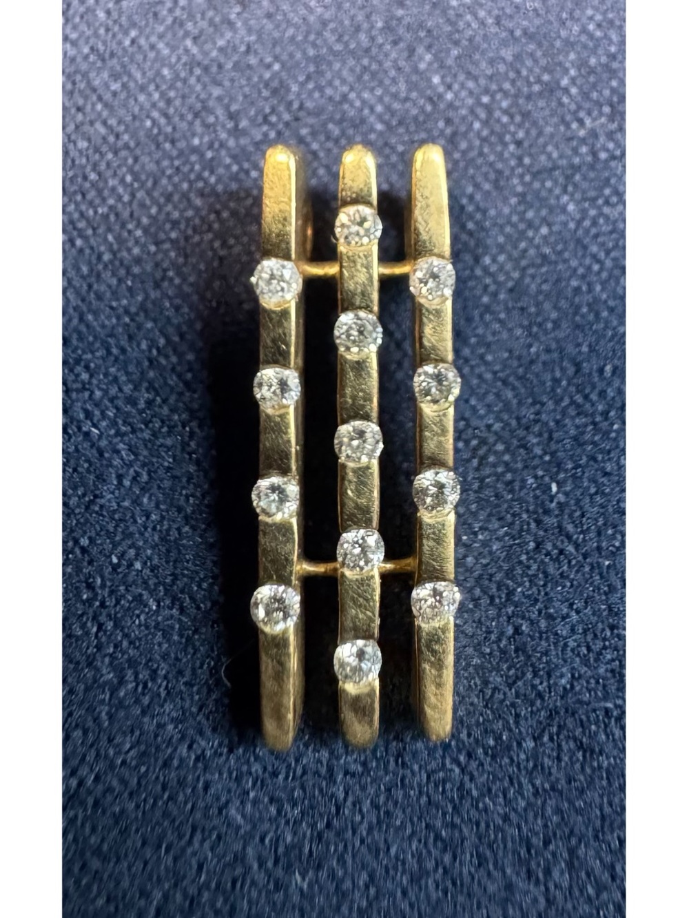 Estate 14K Yellow Gold Pendant with 13 Brilliant Cut Real Diamonds 0.26 cts